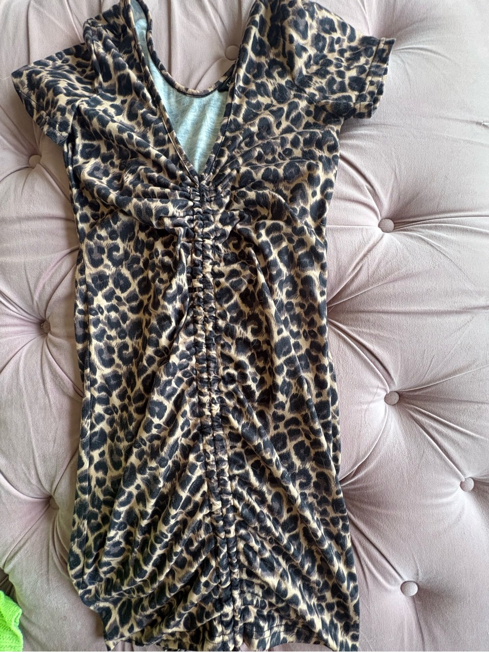 SHEIN Leopard Print Ruched Dress - Tan & Black